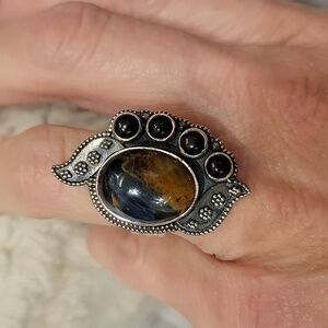 Pietersite and onyx ring